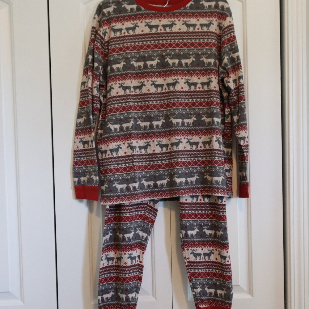 Place (The Children's Place) Adult Pajama Set Rib-Knit Cotton Waffle Size Large